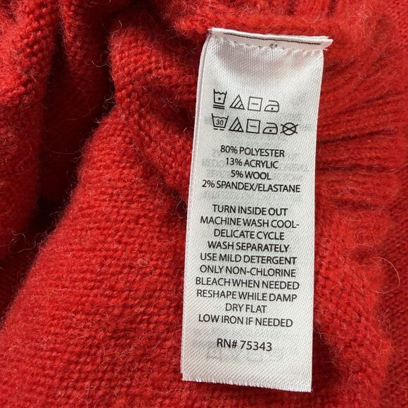 Christmas Cropped Sweater “Merry” Champagne Wool Blend Red Women’s Sz M Holiday - Picture 7 of 9